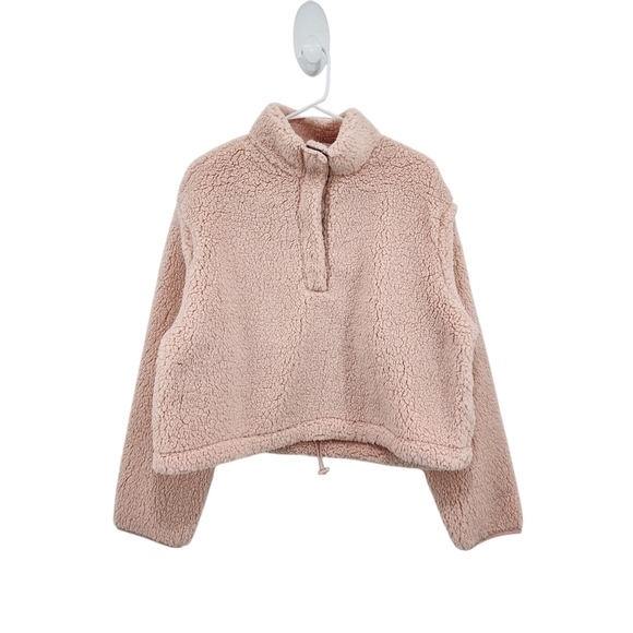 Double Zero Women's Sherpa Cropped Pullover Teddy Jacket - Picture 1 of 8